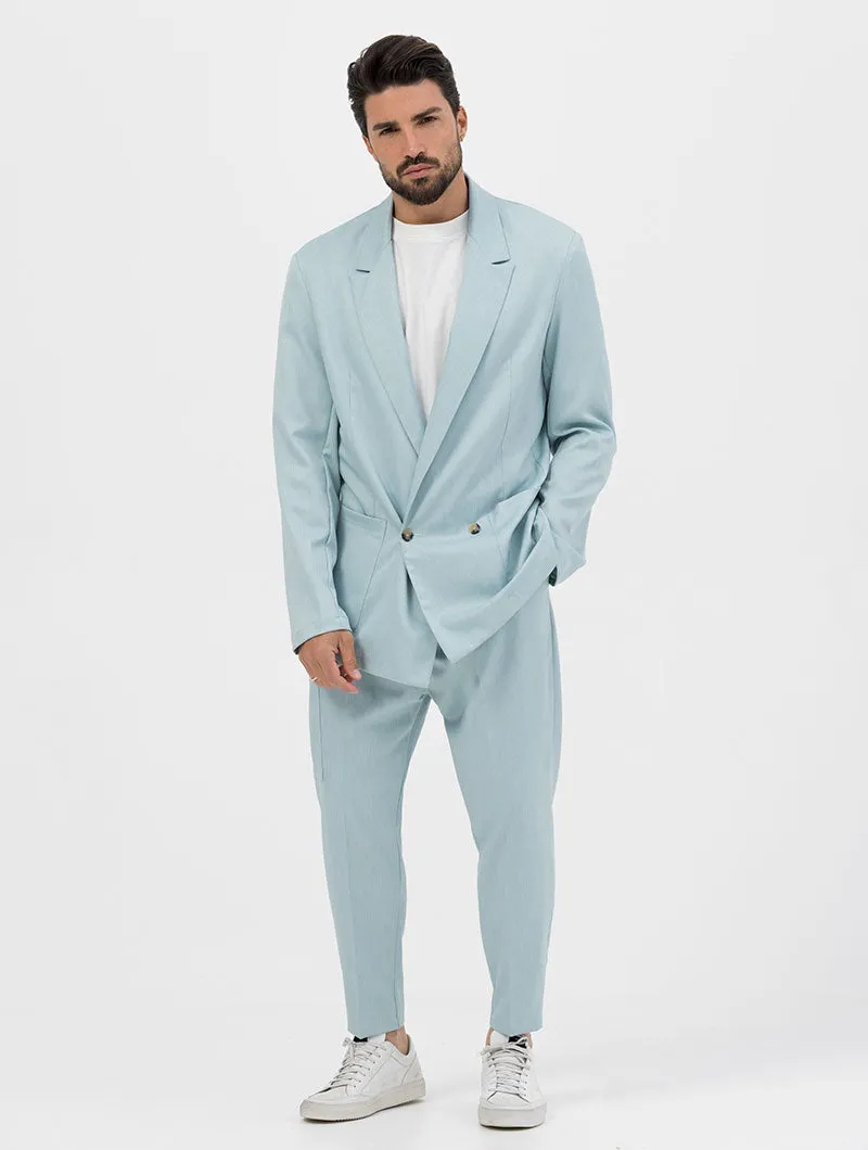 JEREMIAH 2.0 DOUBLE BREASTED BLAZER IN LIGHT BLUE