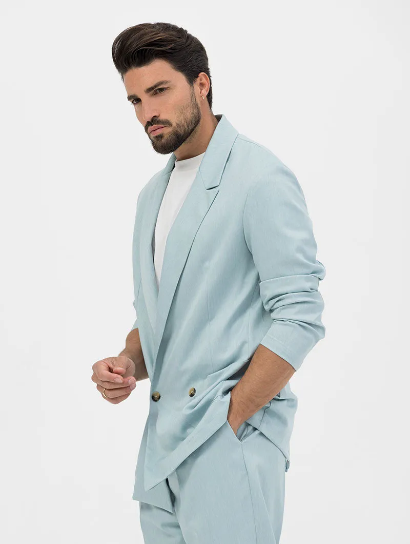 JEREMIAH 2.0 DOUBLE BREASTED BLAZER IN LIGHT BLUE