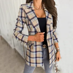 Joskaa Christmas Gift Women Blazer Casual Long Sleeve Slim Jackets Blazers 2024 Autumn Office Suit Striped Coat Cardigan Formal Blazers Femme Coats