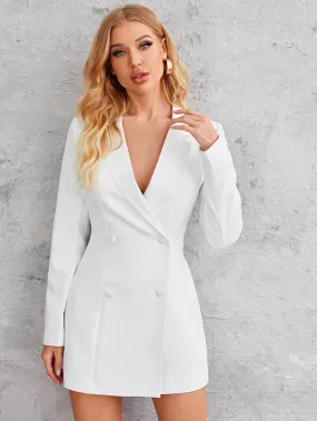 Lapel Neck Double-breasted Blazer Dress