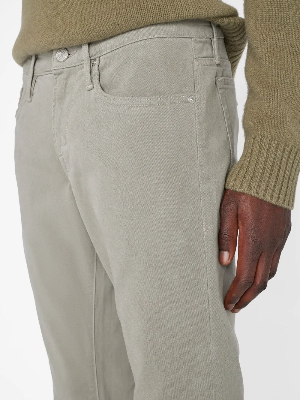 L'Homme Slim Brushed Twill -- Grey Green