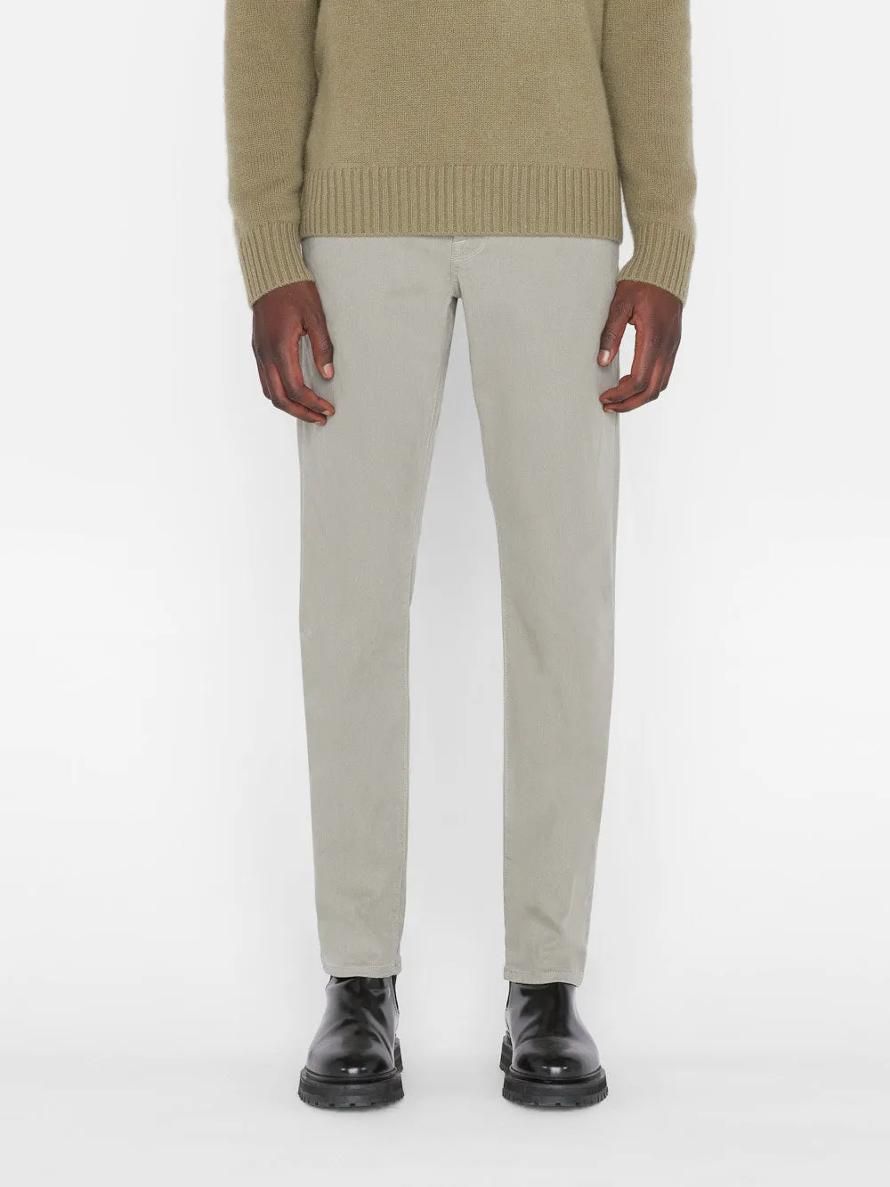 L'Homme Slim Brushed Twill -- Grey Green