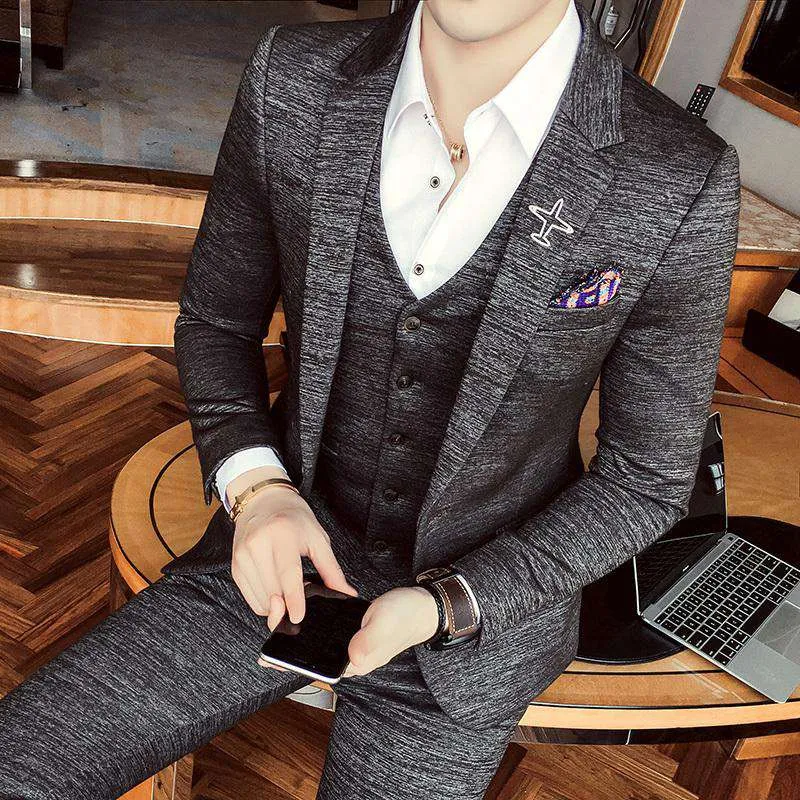 Luxury Slim Fit Single Breasted British 3 Piece Suit