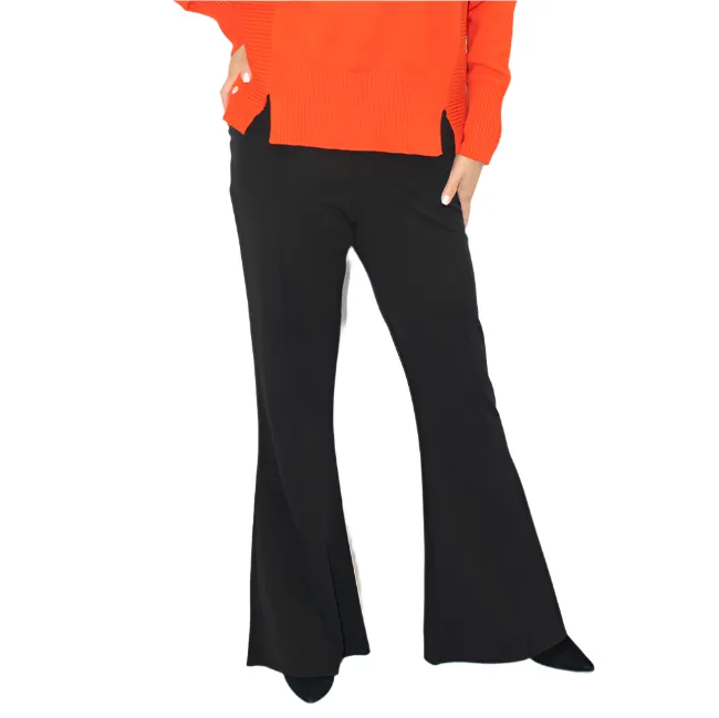 Malissa J Black Stretch Flared Trousers