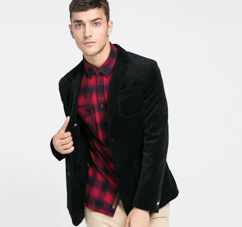 Men's Autumn Casual Velvet Slim Fit Business Blazer