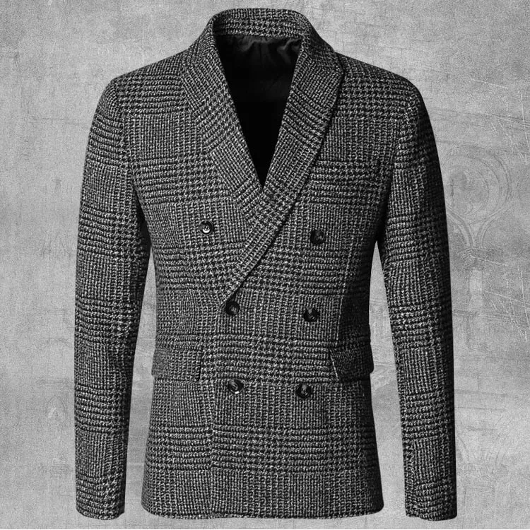 Men's Autumn/Winter European Style Slim Lattice Woolen Blazer