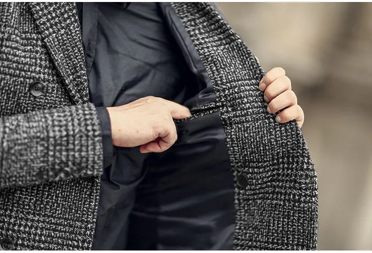 Men's Autumn/Winter European Style Slim Lattice Woolen Blazer