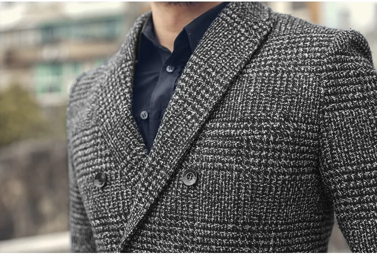 Men's Autumn/Winter European Style Slim Lattice Woolen Blazer