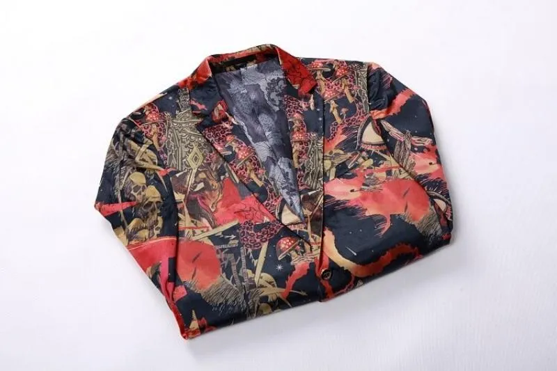 Men's Casual Slim Fit Blazer With Print