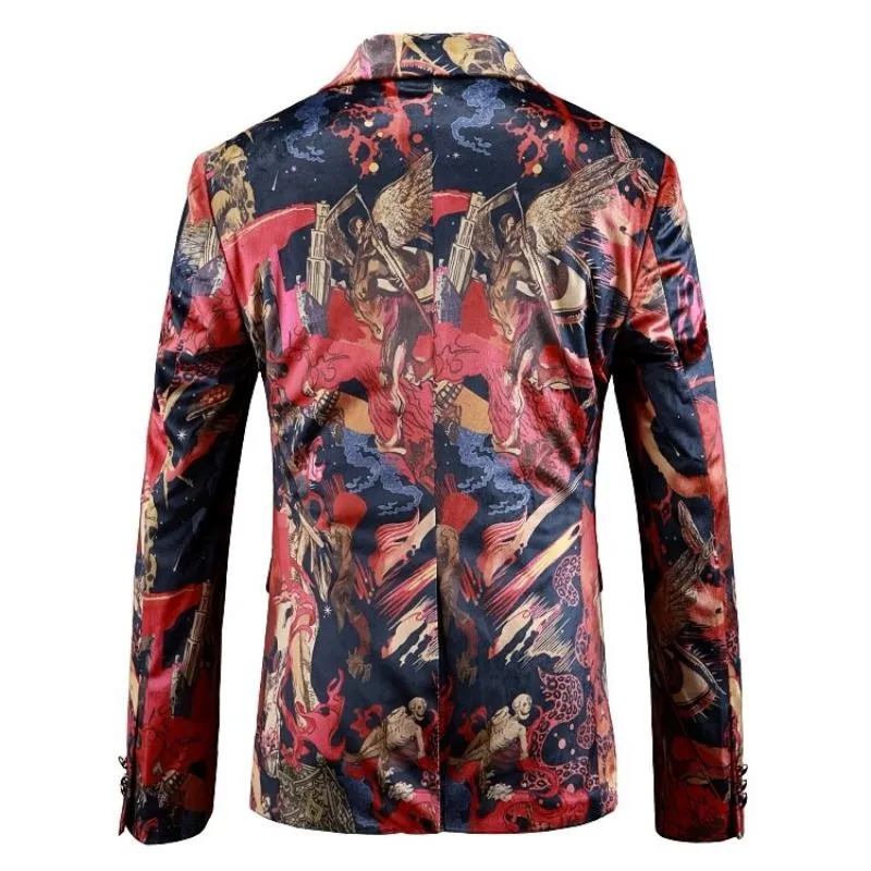 Men's Casual Slim Fit Blazer With Print