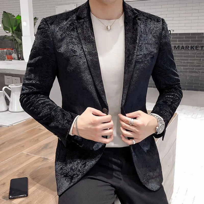 Men's Slim Fit Velvet Blazer