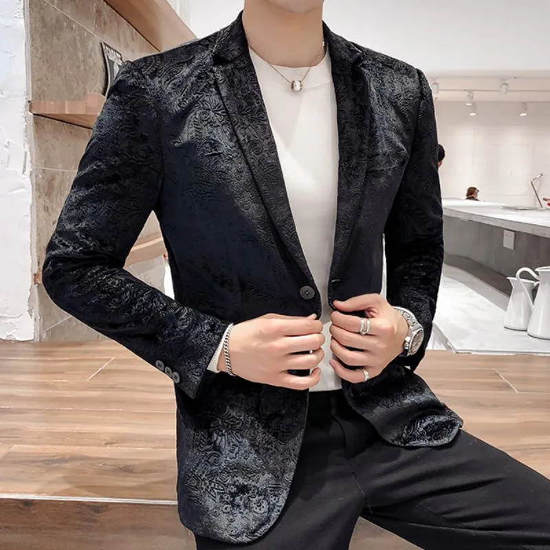 Men's Slim Fit Velvet Blazer