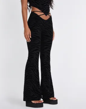 Nancha Flare Trouser in Zebra Flock Black