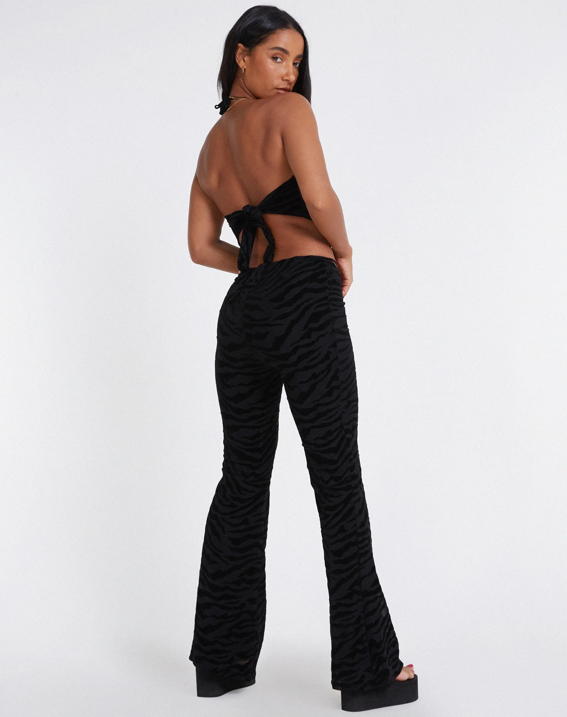 Nancha Flare Trouser in Zebra Flock Black