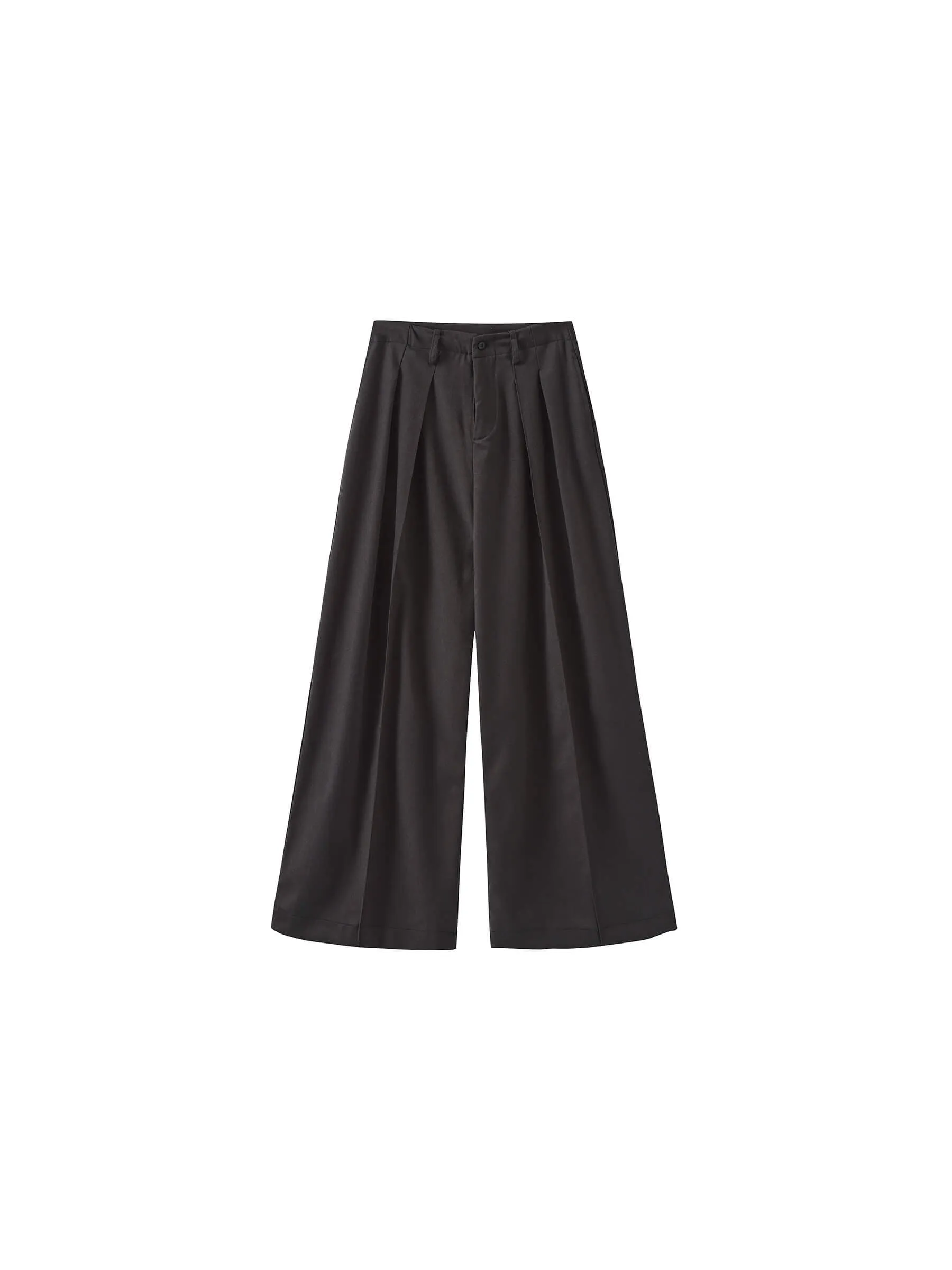 ONE BY CUBIC Pleated Wide Leg Wool Blend Trousers