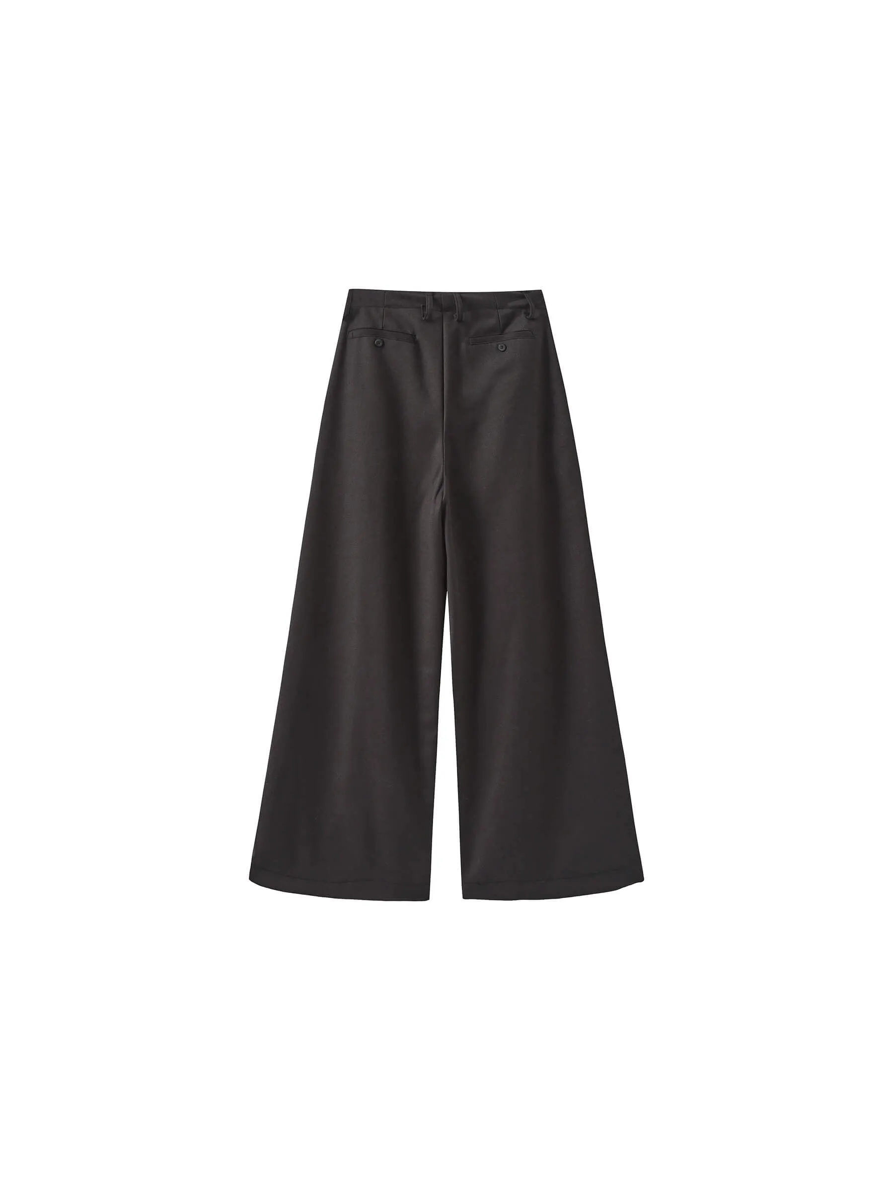 ONE BY CUBIC Pleated Wide Leg Wool Blend Trousers