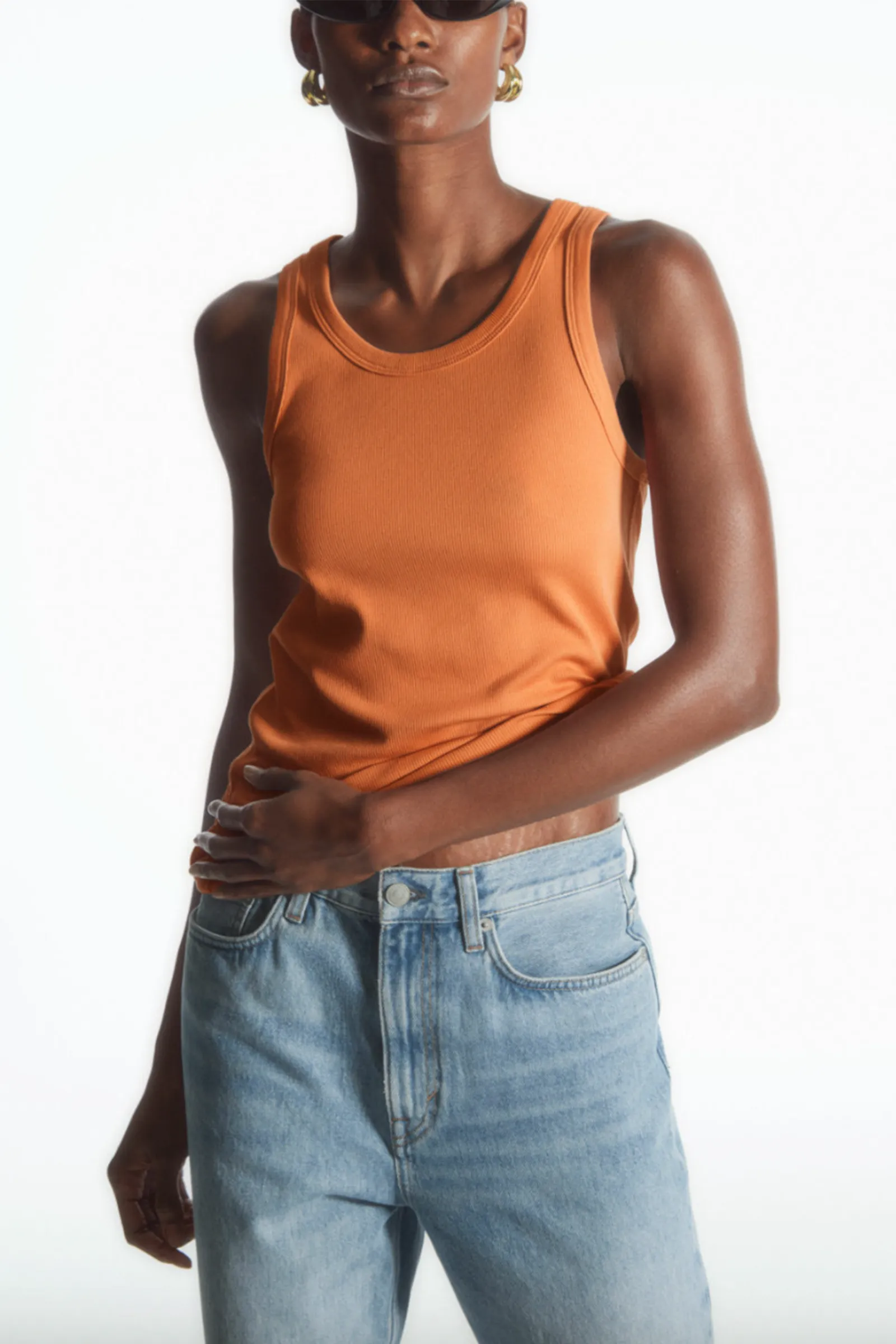 Orange Ribbed Tank Top