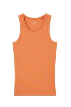 Orange Ribbed Tank Top