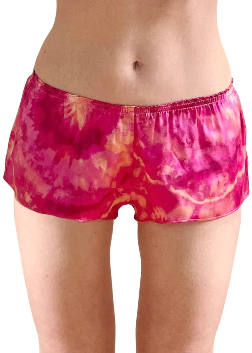 Rose Quartz Psychedelic Silk Flutter Shorts