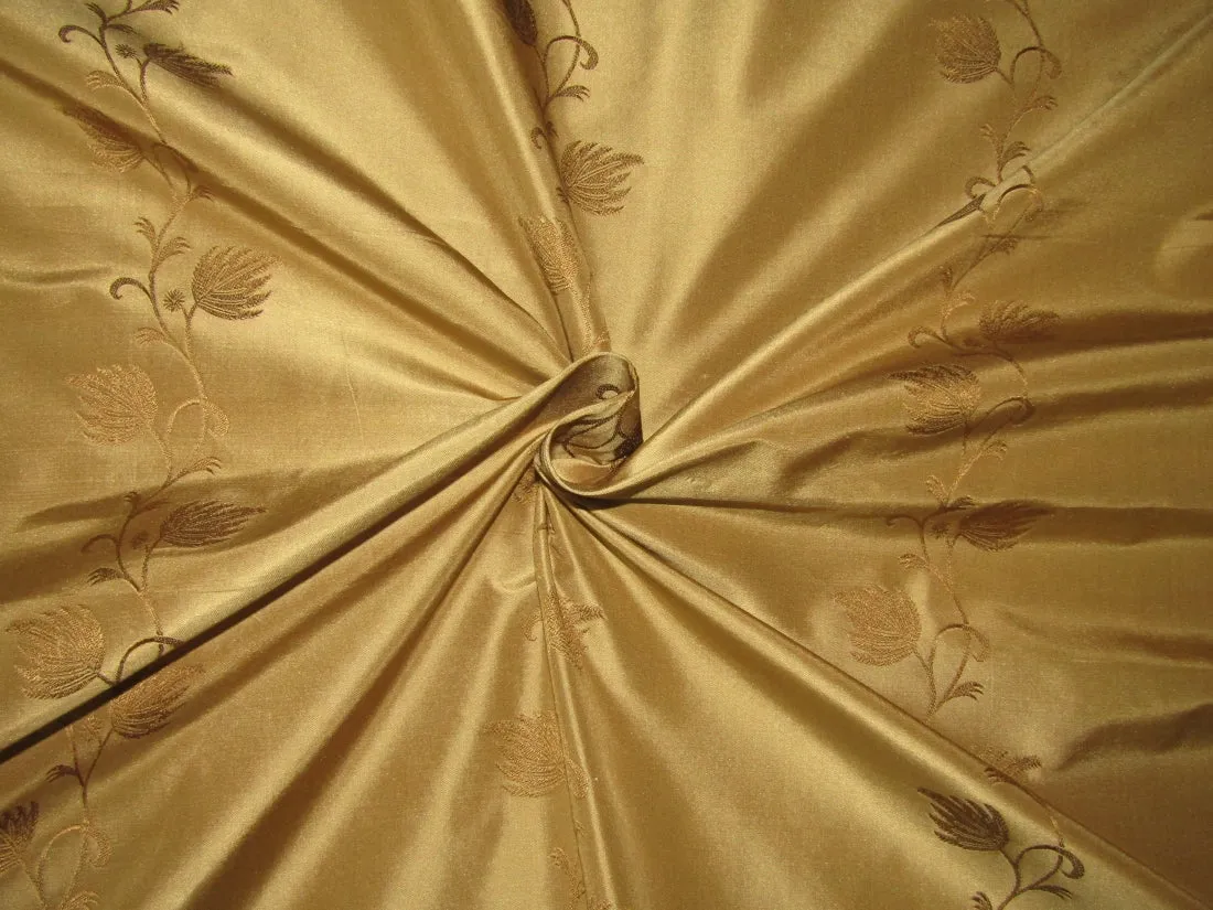 Silk Jacquard taffeta DARK GOLD FLORAL STRIPE TAF#SJ9[1]