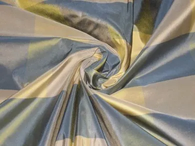 SILK TAFFETA FABRIC 54&quot; Blue &amp; sand gold colour gorgeous plaids TAFC15[1]