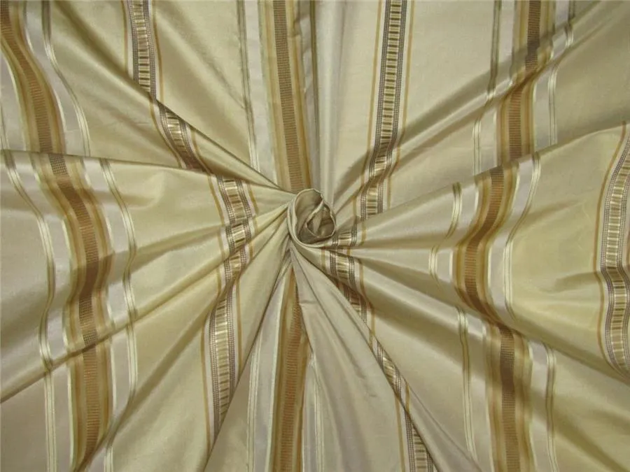 Silk Taffeta Fabric champagne x gold satin stripes TAFS155[3] 54&quot; wide