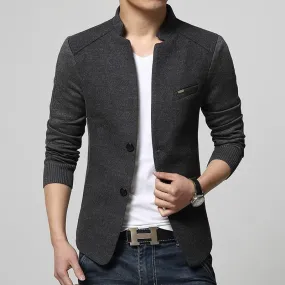 Single Breasted Slim Fit Woollen Blazer