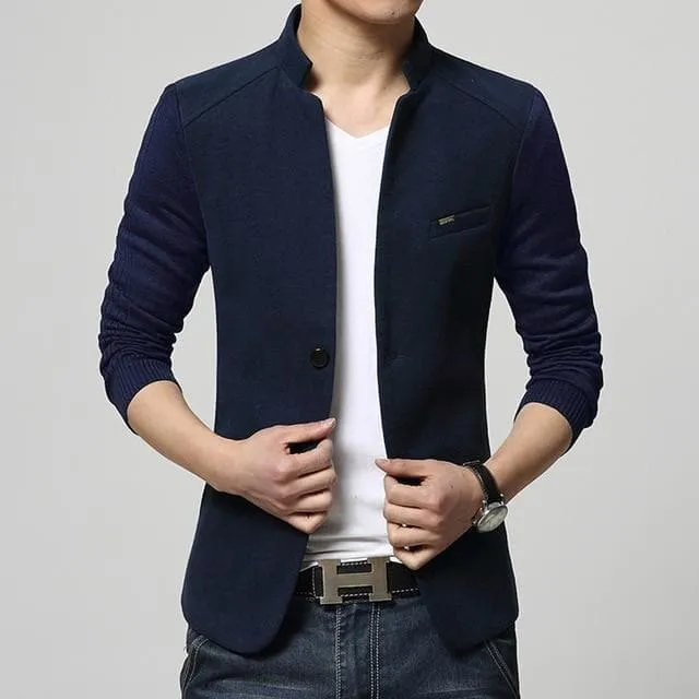 Single Breasted Slim Fit Woollen Blazer