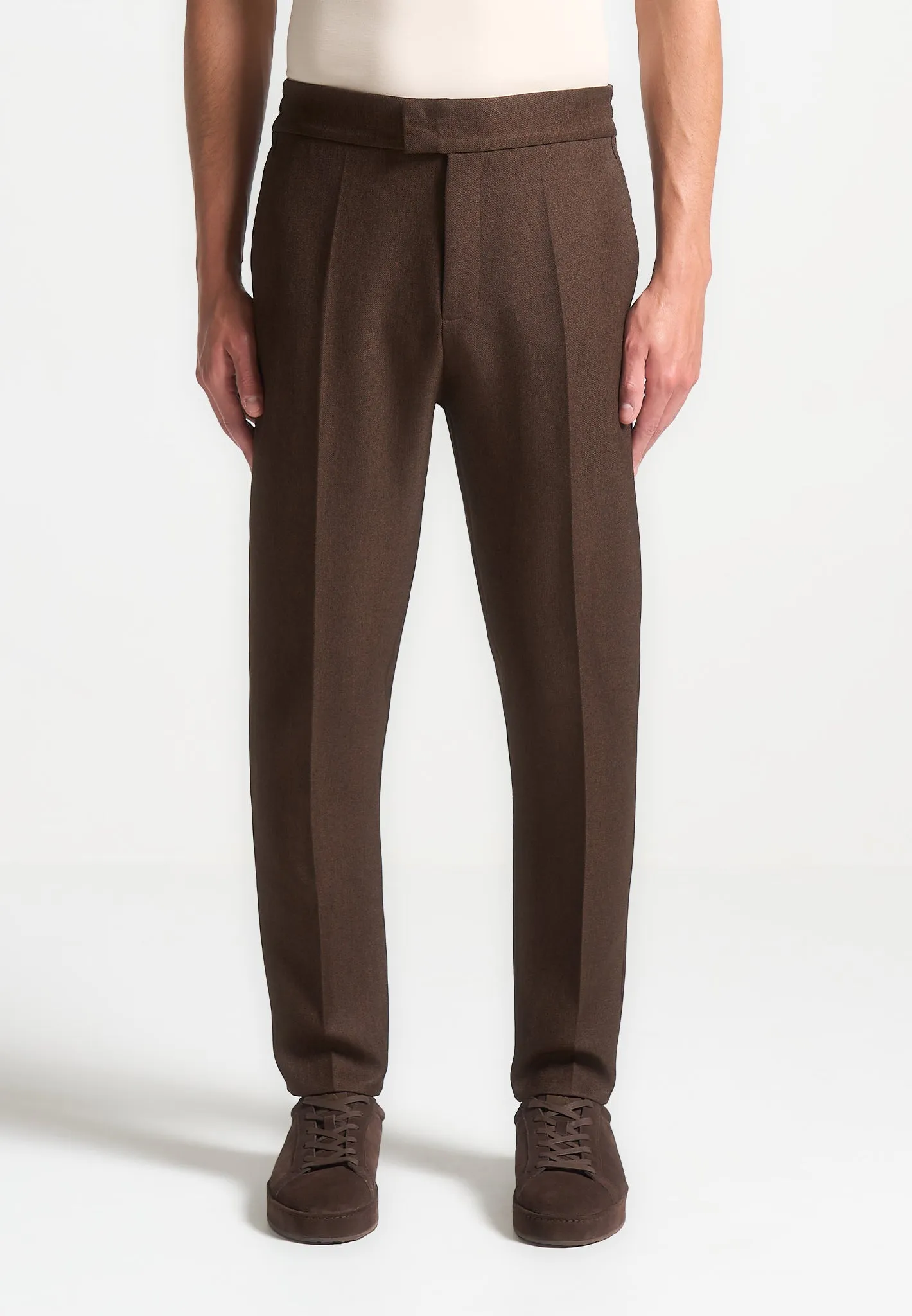 Slim Fit Tailored Trousers - Brown