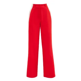 Stylish High Waisted Straight Trousers Red