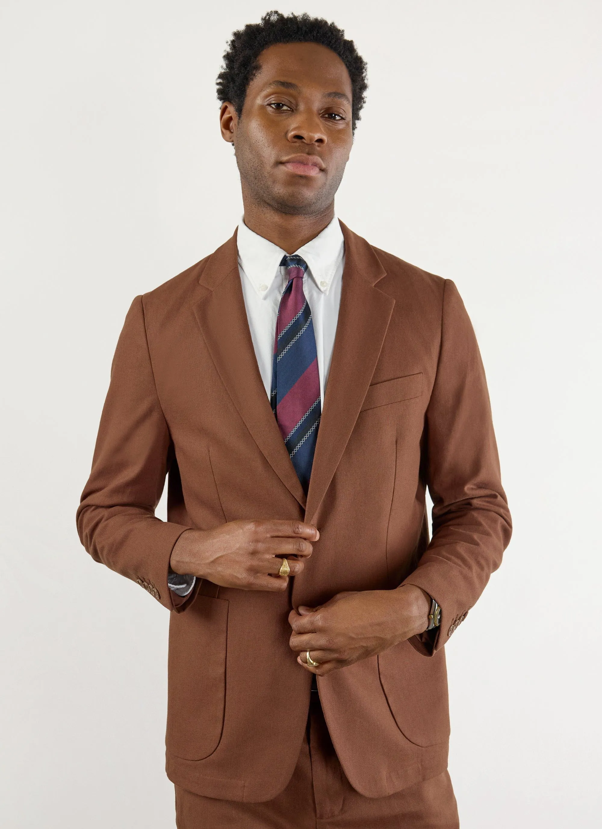 Tailored Linen Blazer | Espresso