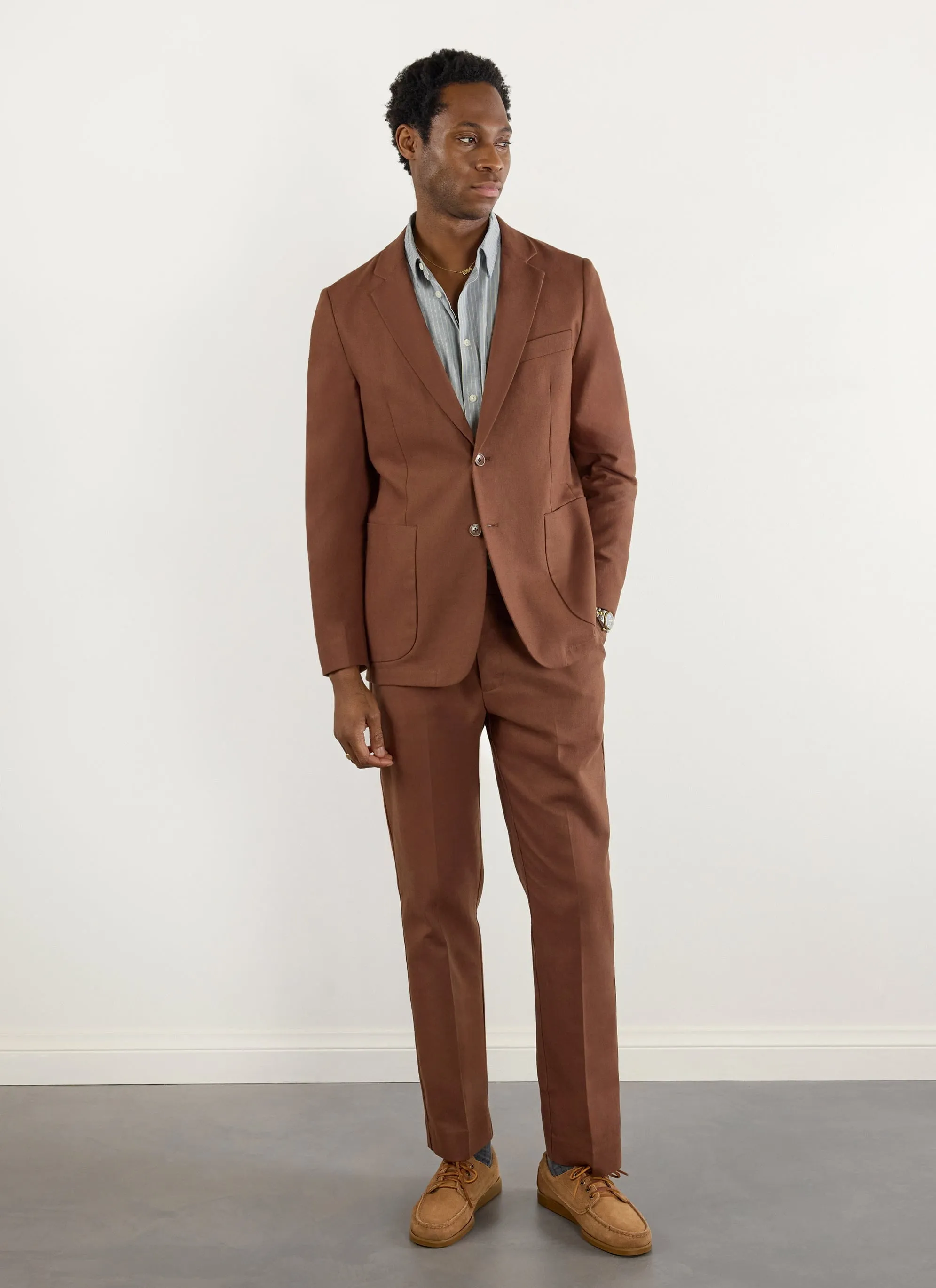 Tailored Linen Blazer | Espresso