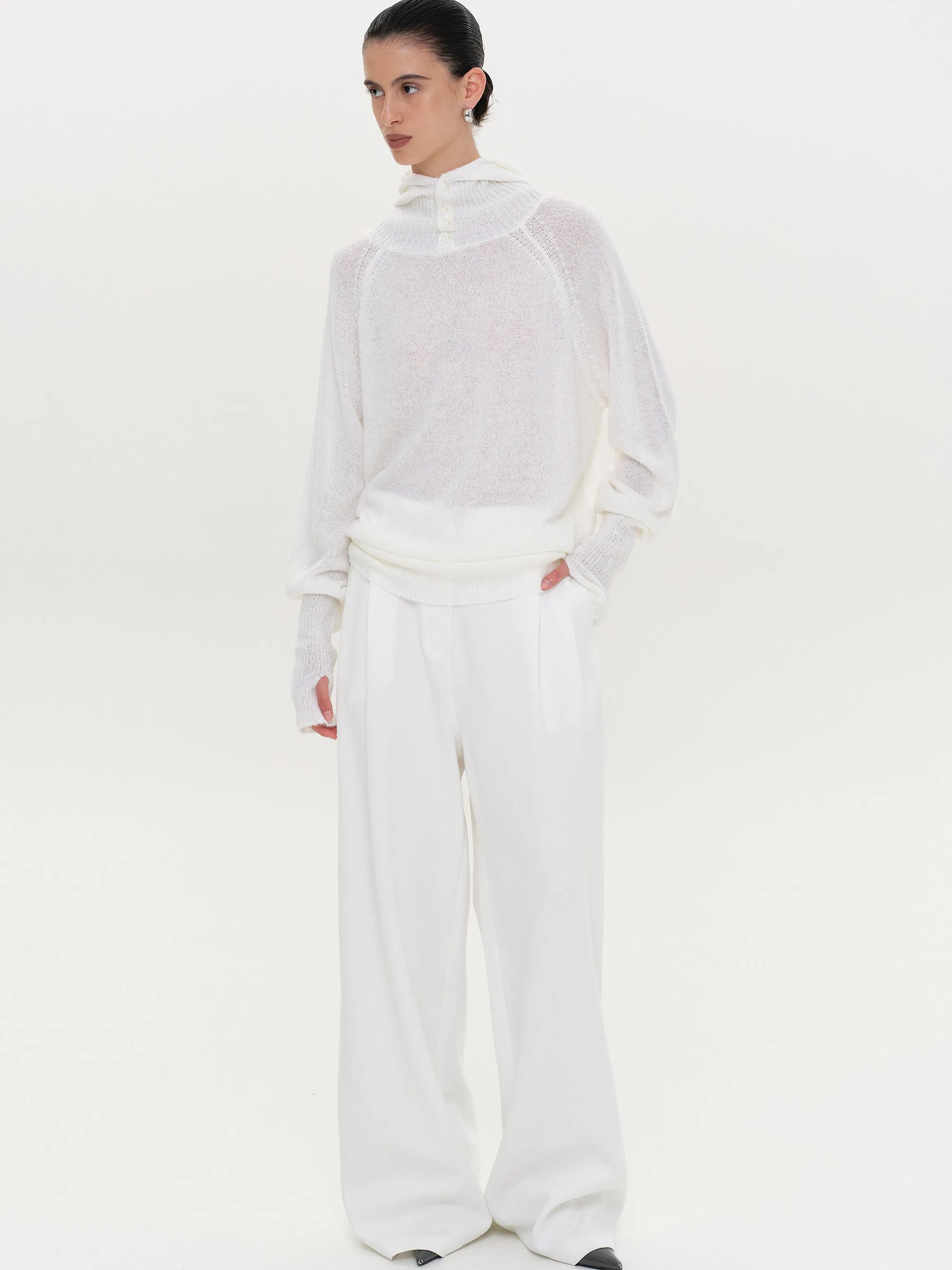 Tailored Sweat Wide Trousers, White