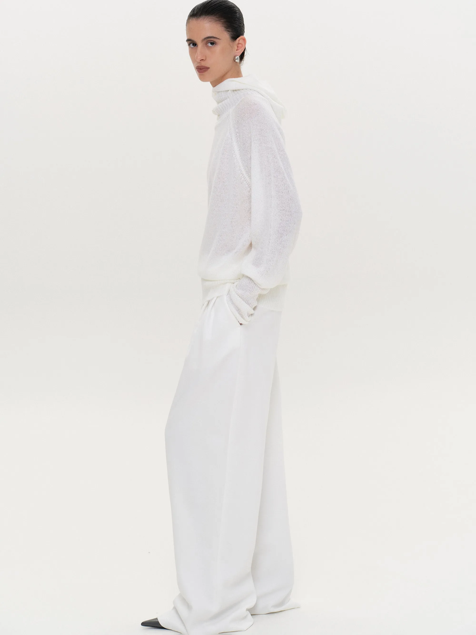 Tailored Sweat Wide Trousers, White