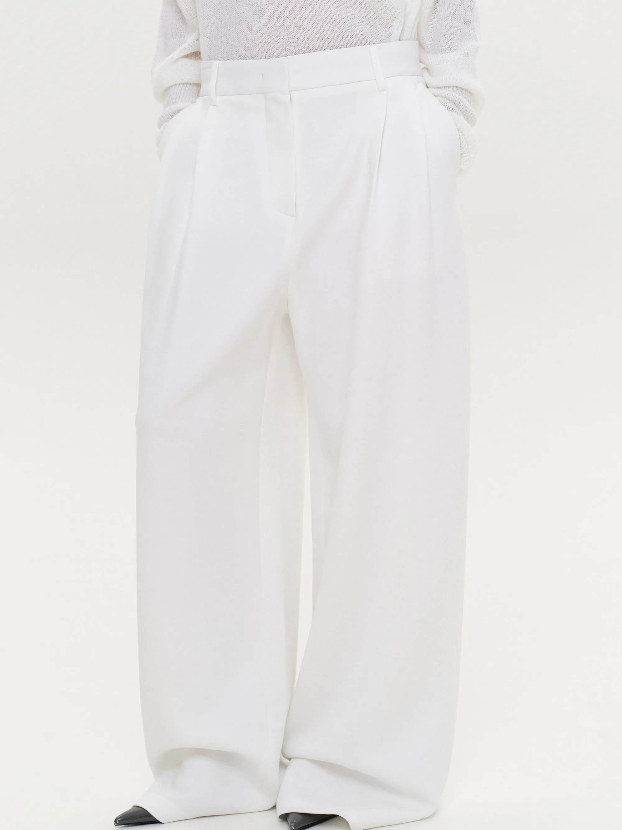 Tailored Sweat Wide Trousers, White