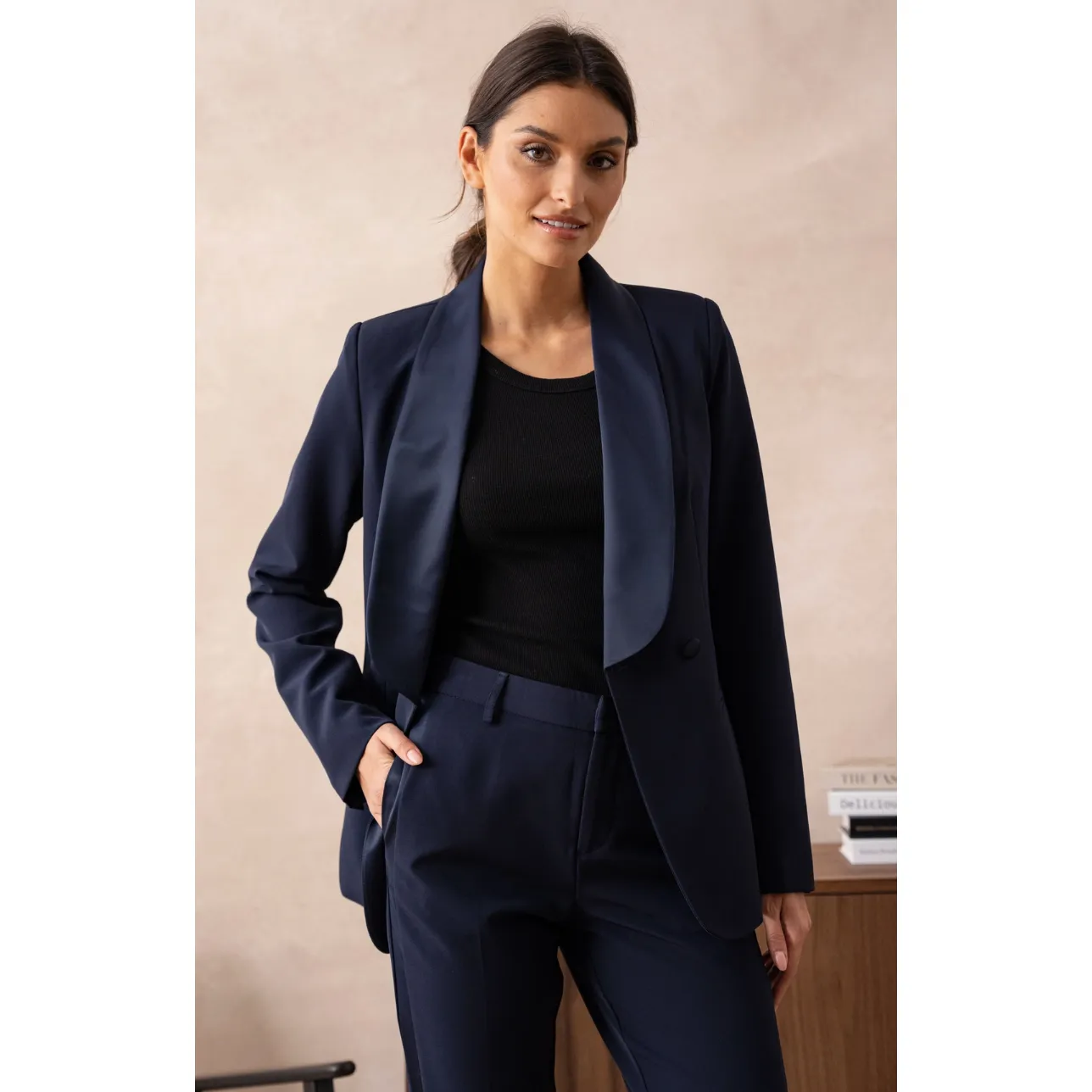 The Bardot Navy Tuxedo Jacket