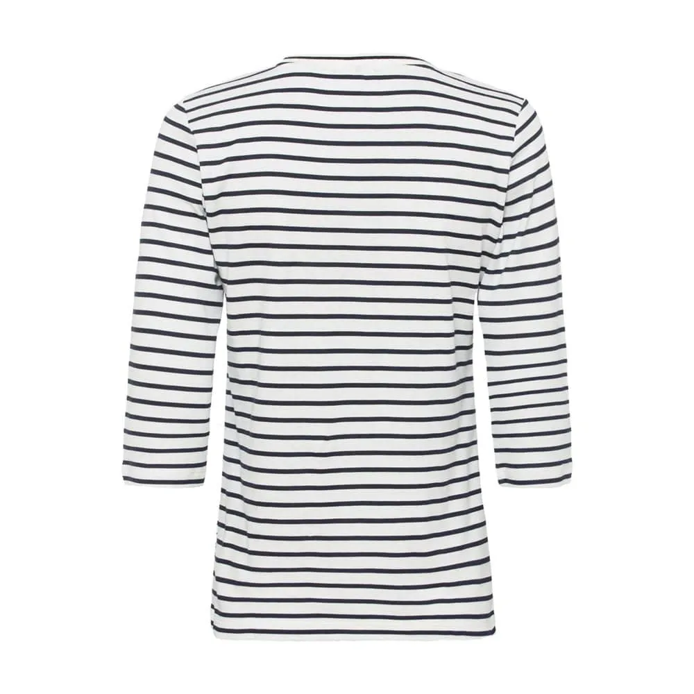 Top With Flower And Navy Stripes In Edda Fit