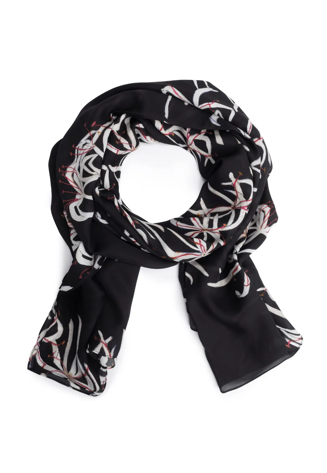 Travel Silk Wrap in Black Spider Lily