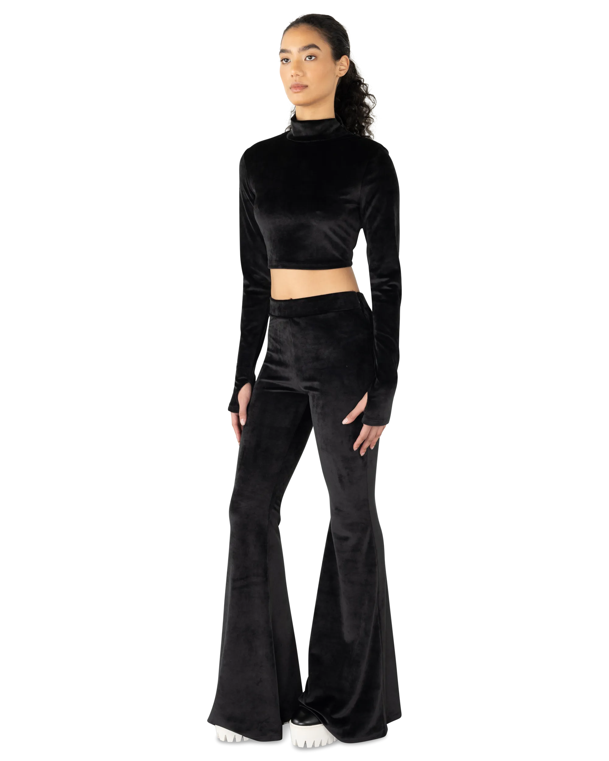 Velvet Choker Flare Trousers