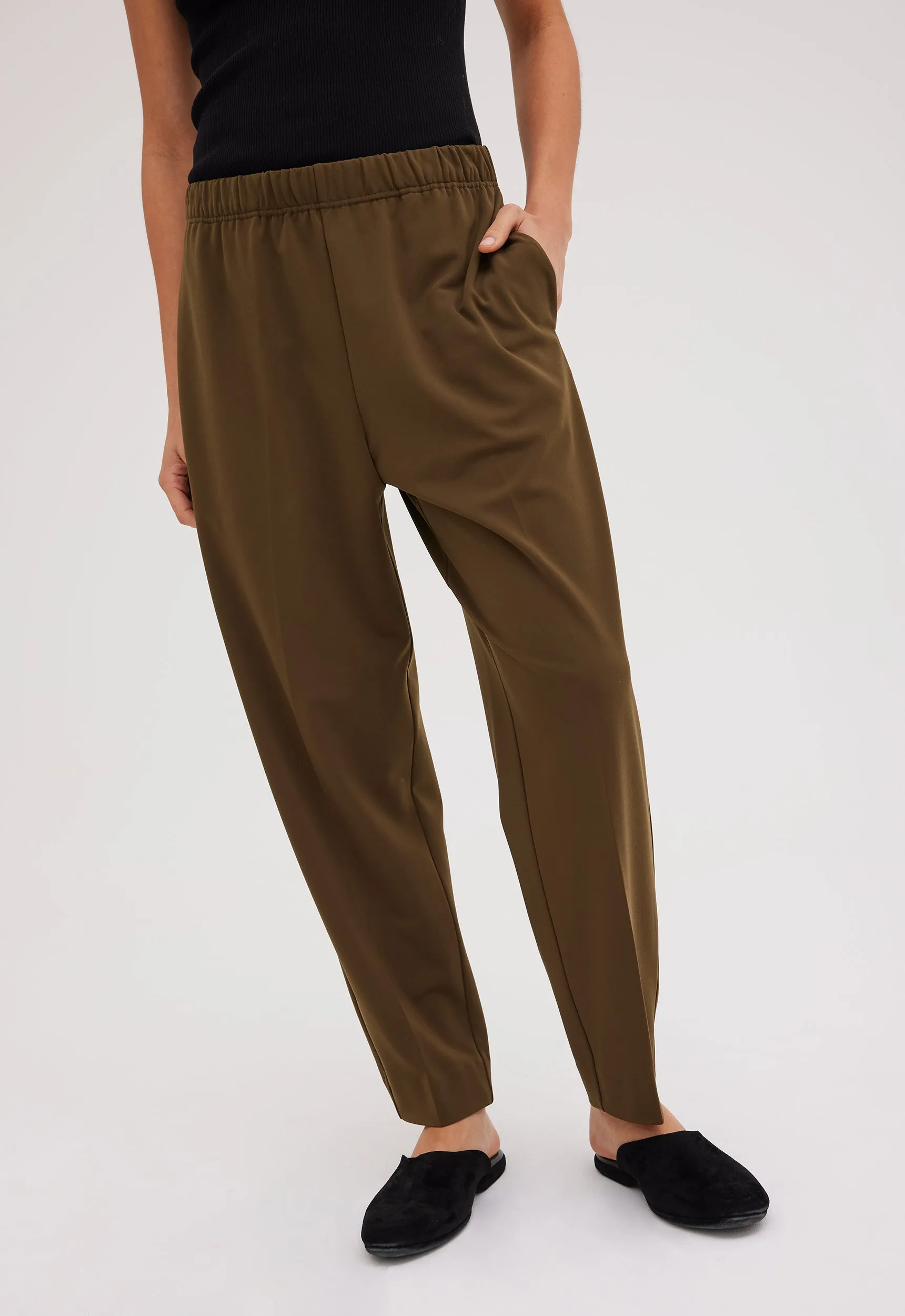 Wells Elasticated Pant - Dark Olio Green