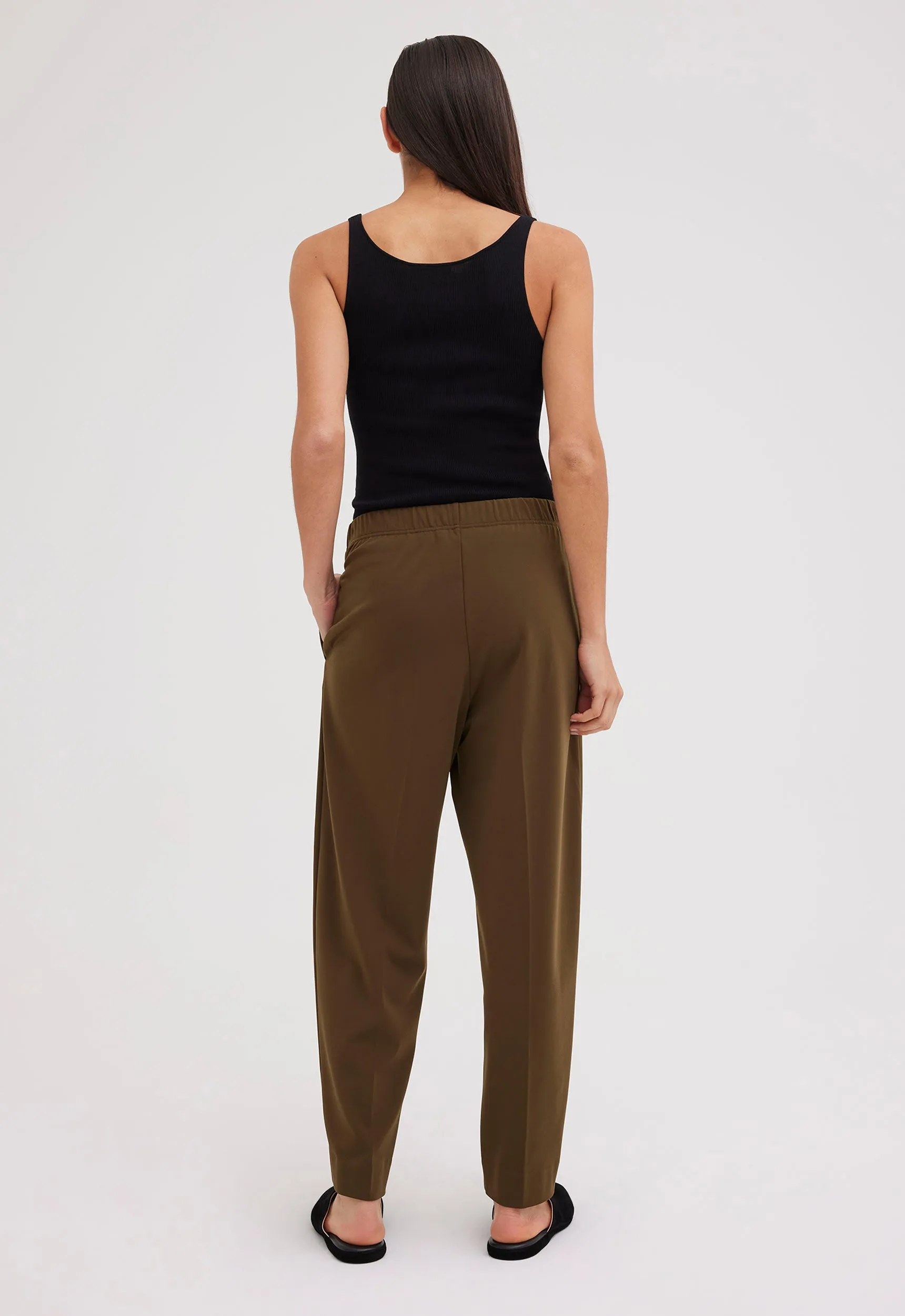 Wells Elasticated Pant - Dark Olio Green