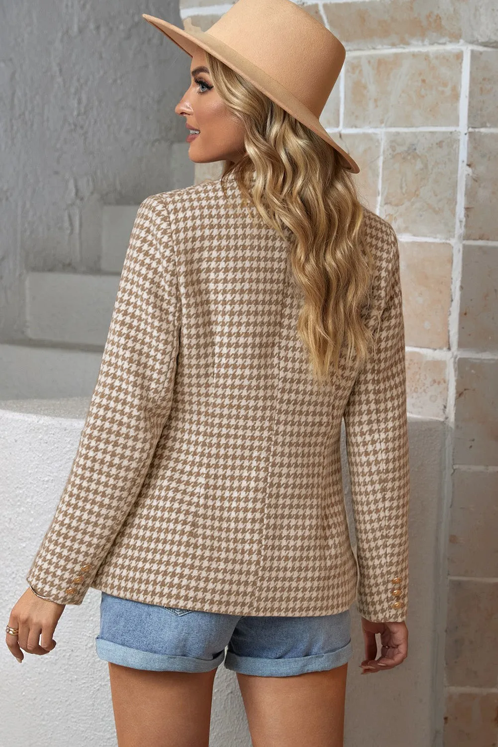 Women's Houndstooth Double-Breasted Blazer