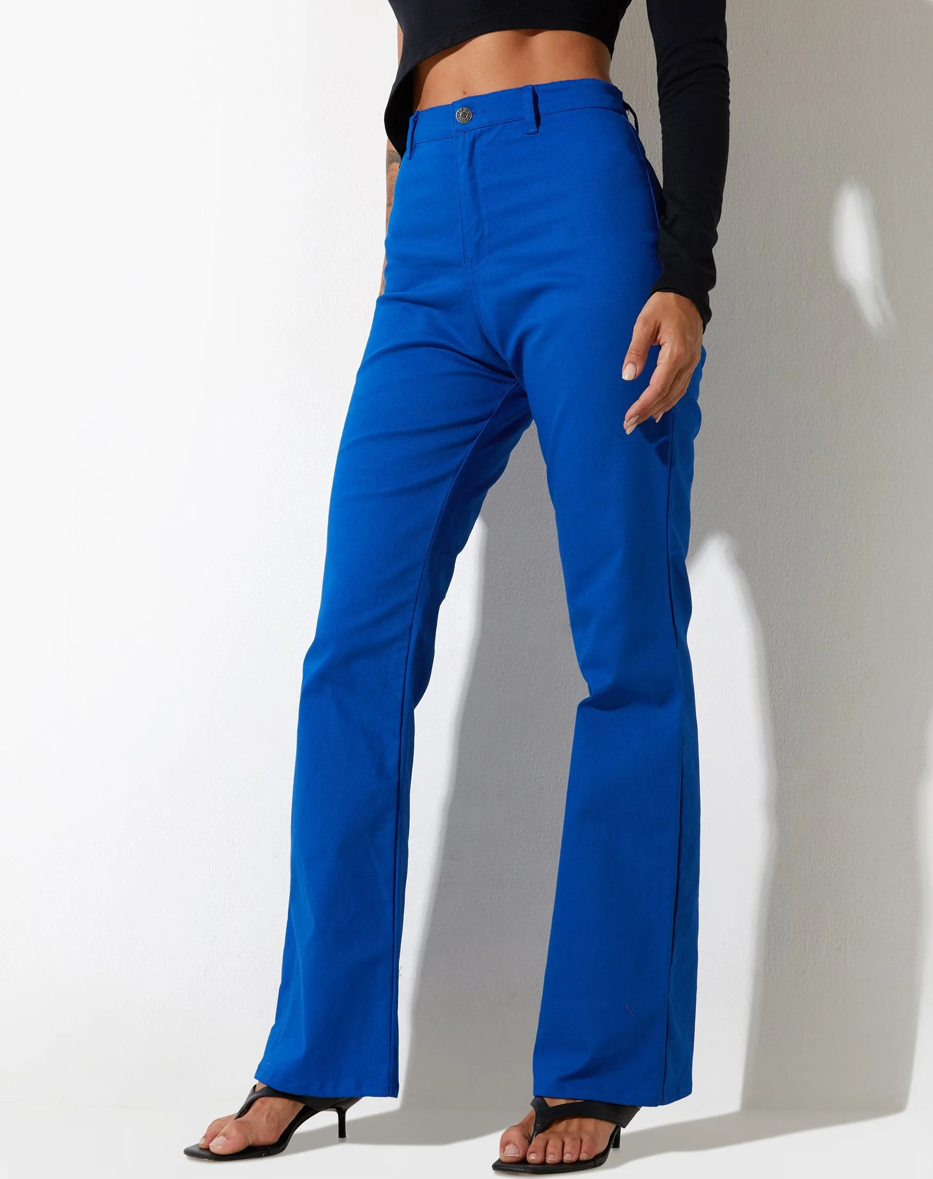 Zoven Flare Trouser in Twill Cobalt Blue